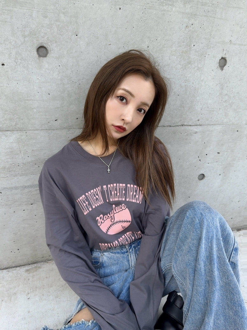 COLLEGE ROSY LONGTEE-GRAY
