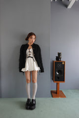 ROSY SHAGGY KNIT JACKET - BLACK