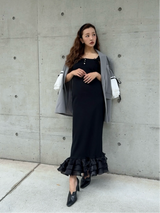 SWITCH FRILL DRESS - BLACK