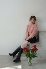 ROSY RIBBON KNIT TOPS - PINK