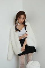 ROSY SHAGGY KNIT JACKET - WHITE