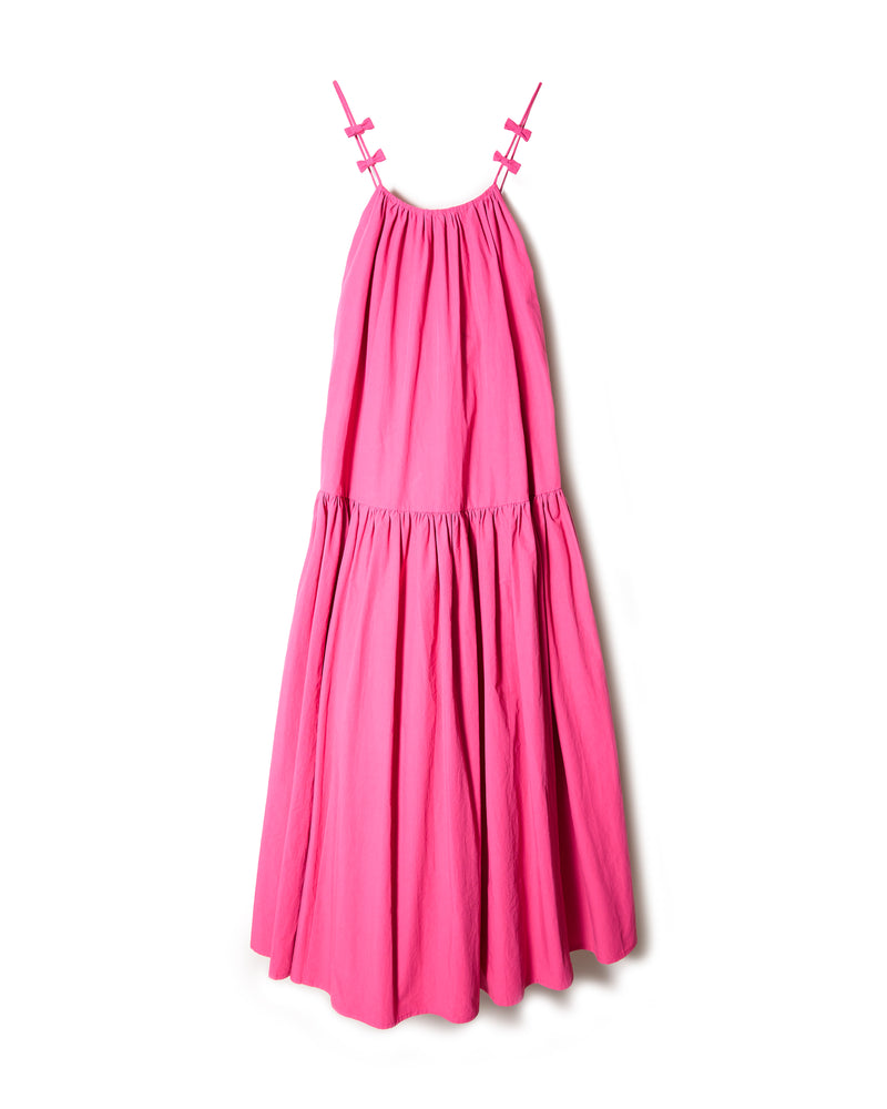 COTTON RIBBON CAMI DRESS - MAGENTA