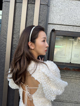 VOLUME BACK OPEN  DRESS  - IVORY