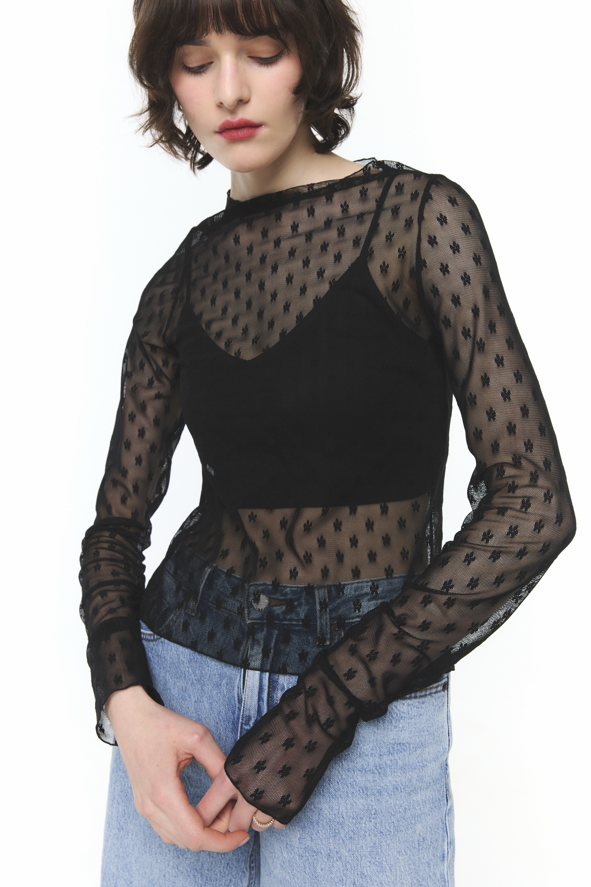 トップス ROSY LUCE PETIT BLOOM SHEER TOPS Petit Bloom Sheer Tops – Rosy luce