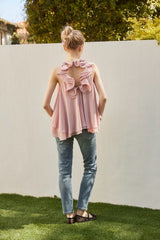 BACK RIBON TWIST BLOUSE - PINK