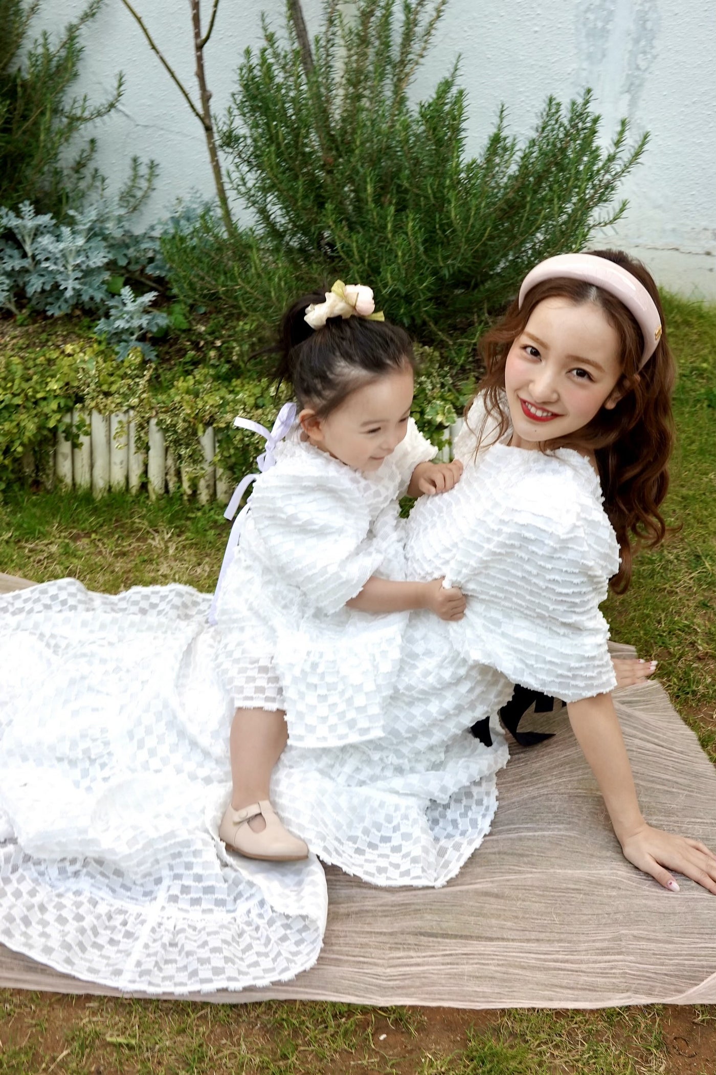 【Baby Rosy luce / KIDS】Jacquard back ribbon dress