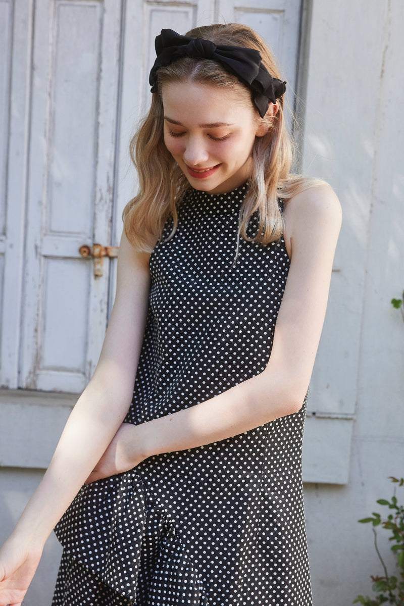 JAQUARED FRILL DRESS - DOT