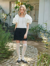Tullip Shoulder Blouse - WHITE