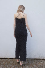 RIBBON TULLE CAMI DRESS - BLACK