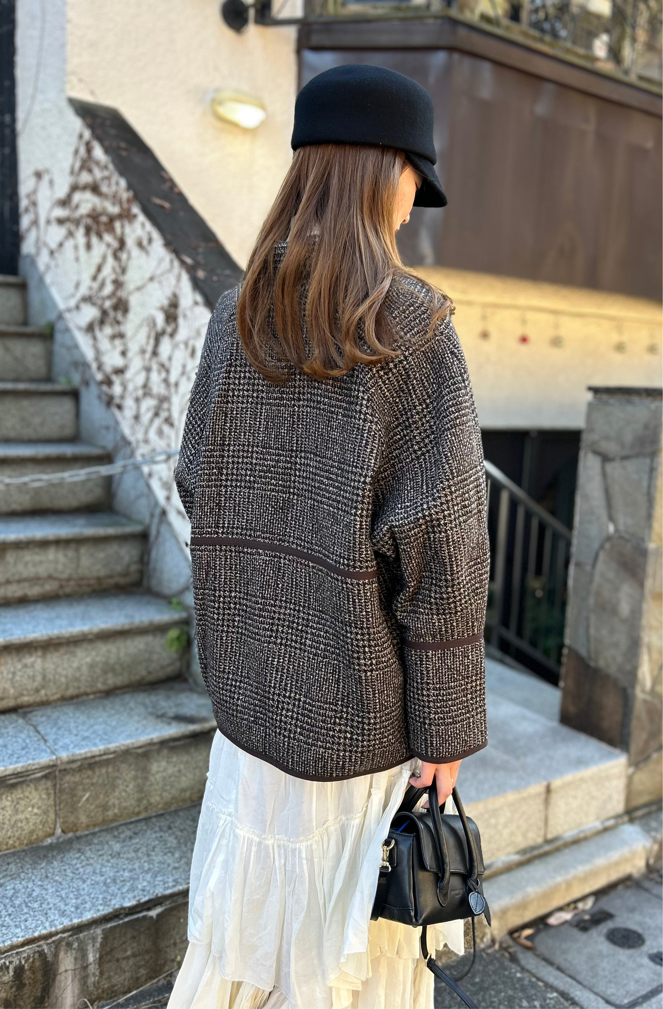 Tweed tailored Jacket - BROWN – Rosy luce