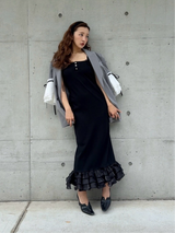 SWITCH FRILL DRESS - BLACK