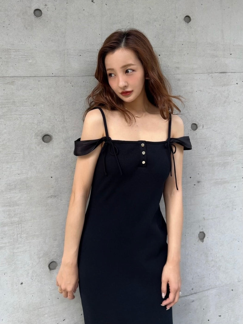 SWITCH FRILL DRESS - BLACK