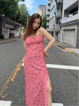 LIP PRINT CAMI DRESS - PINK