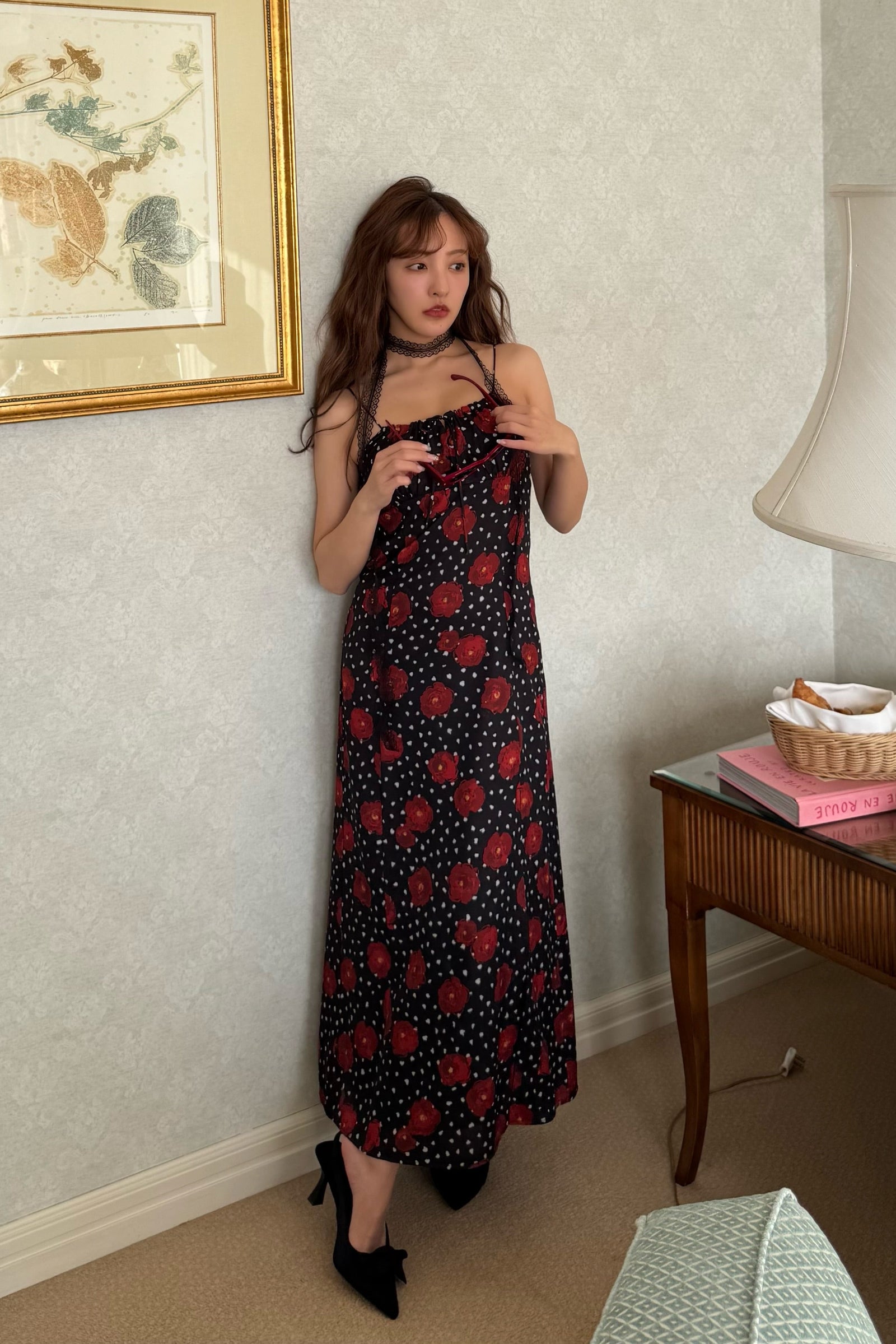 ALEMITI フラダンス用ドレス(黒・花柄) ALEMITI フラダンス用ドレス(黒・花柄) ALEMITI フラダンス用