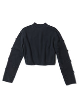 ROSY RIBBON KNIT TOPS - BLACK