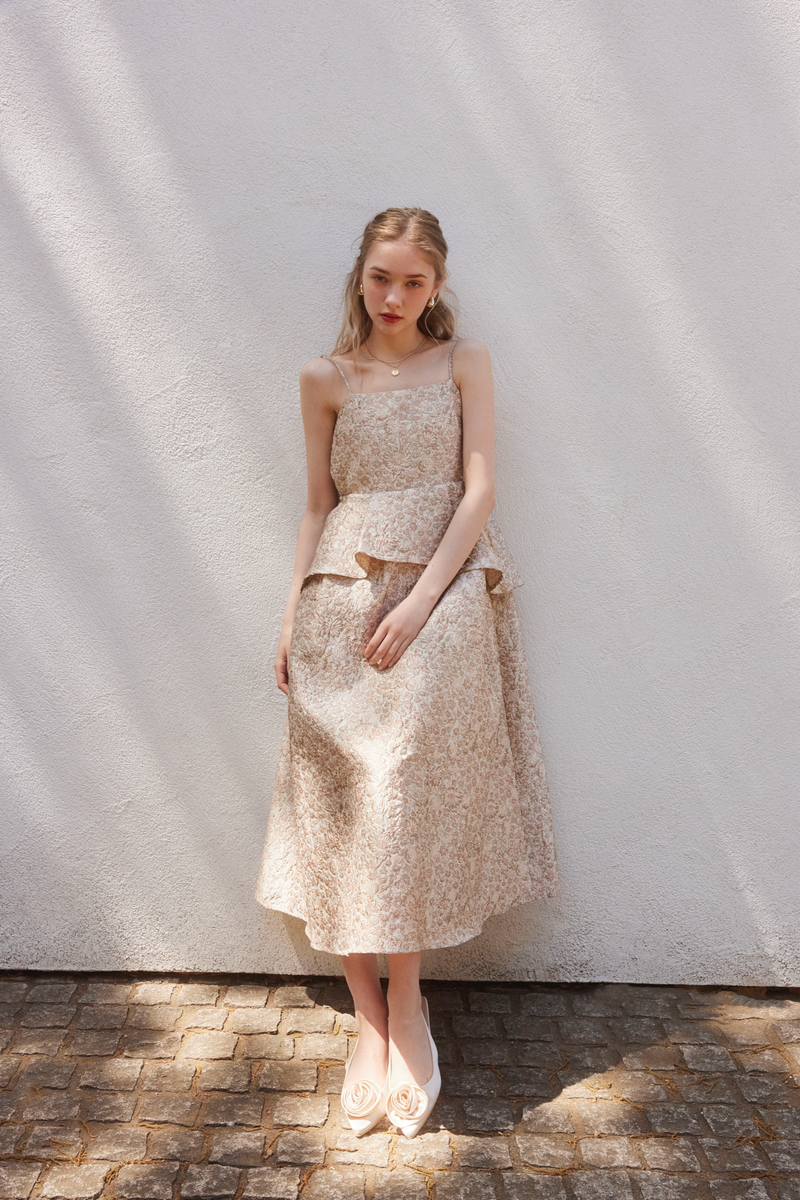 Peplum Jacquard Dress