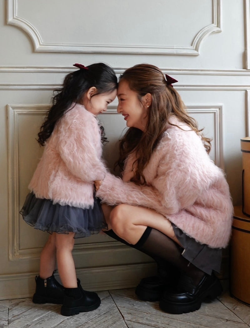 【Baby Rosy luce】 SHAGGY KNIT JACKET - PINK