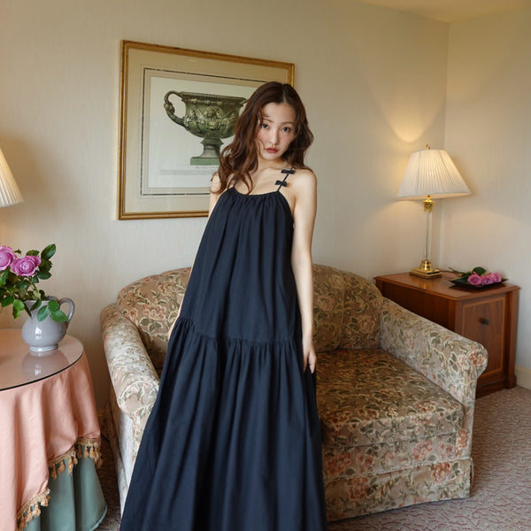 ワンピース ROSY LUCE COTTON RIBBON CAMI DRESS COTTON RIBBON CAMI DRESS - BLACK – Rosy luce