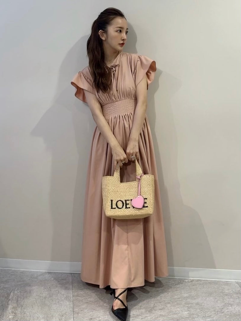 Gather Flare Cotton dress - PINK