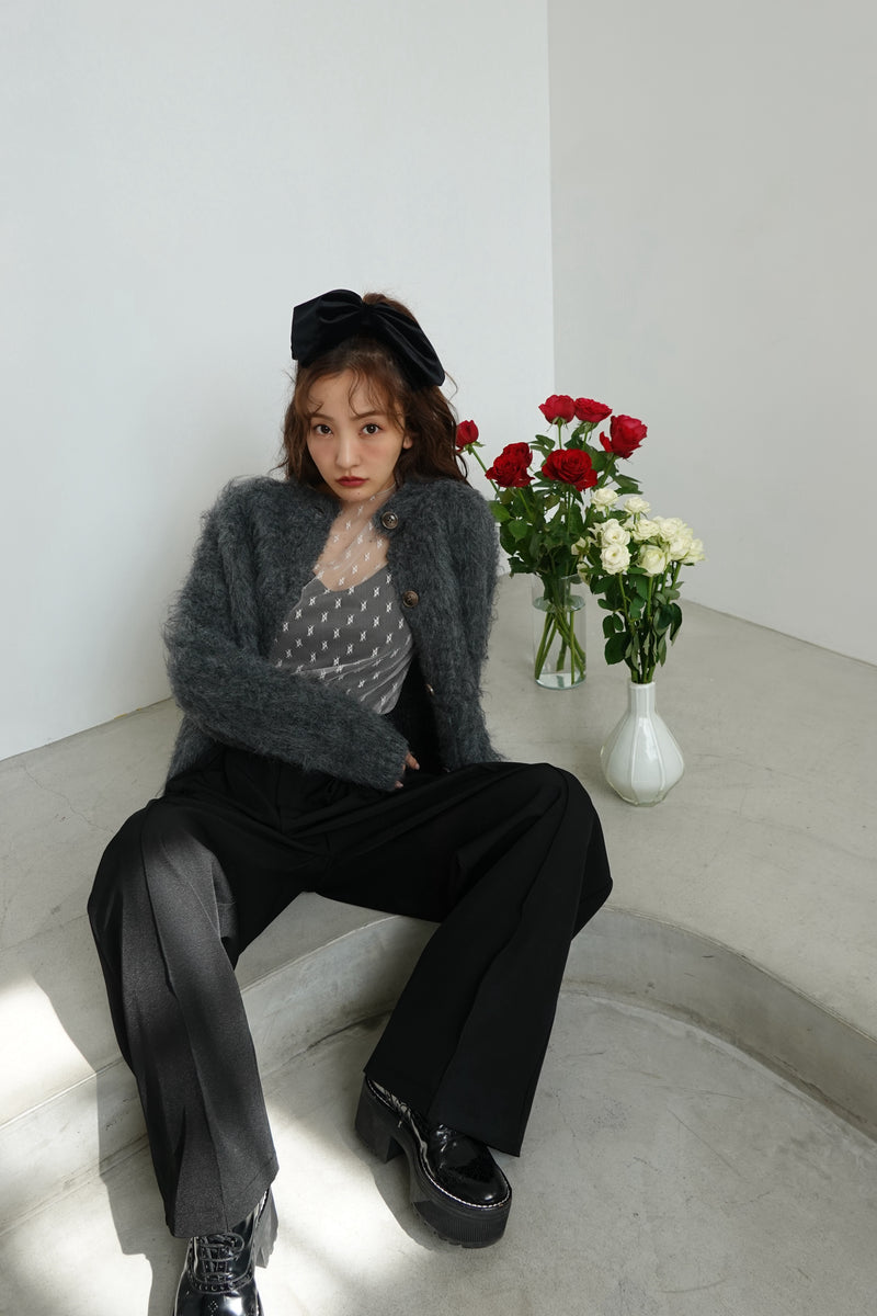 ROSY SHAGGY KNIT JACKET - GRAY