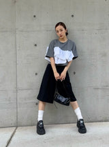 FRILL TEE - GRAY