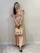 Gather Flare Cotton dress - PINK