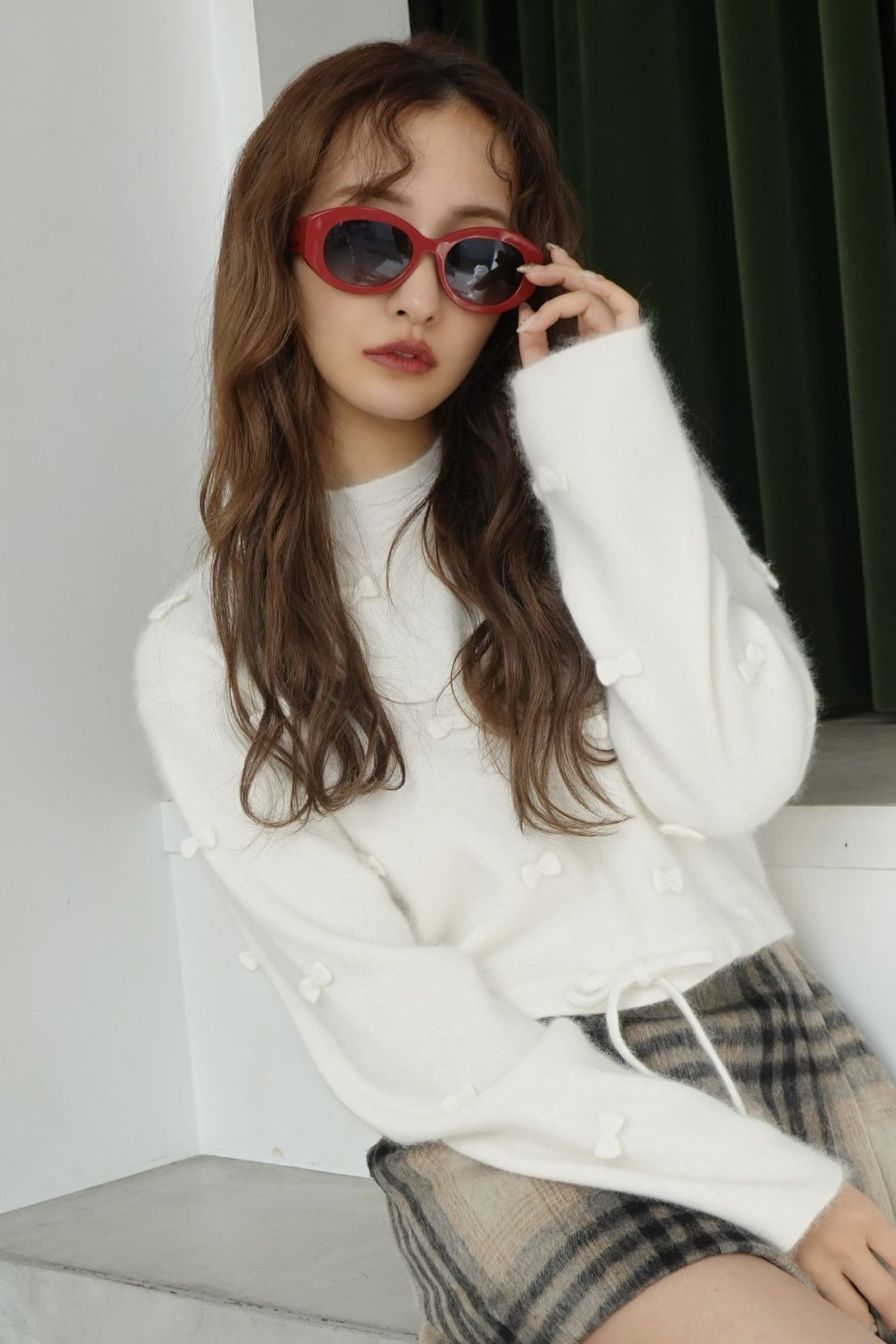ROSY RIBBON KNIT TOPS - WHITE – Rosy luce