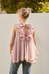 BACK RIBON TWIST BLOUSE - PINK