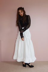 jacquard teard skirt - WHITE