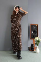 FLOWER CACHE-COEUR DRESS - BROWN