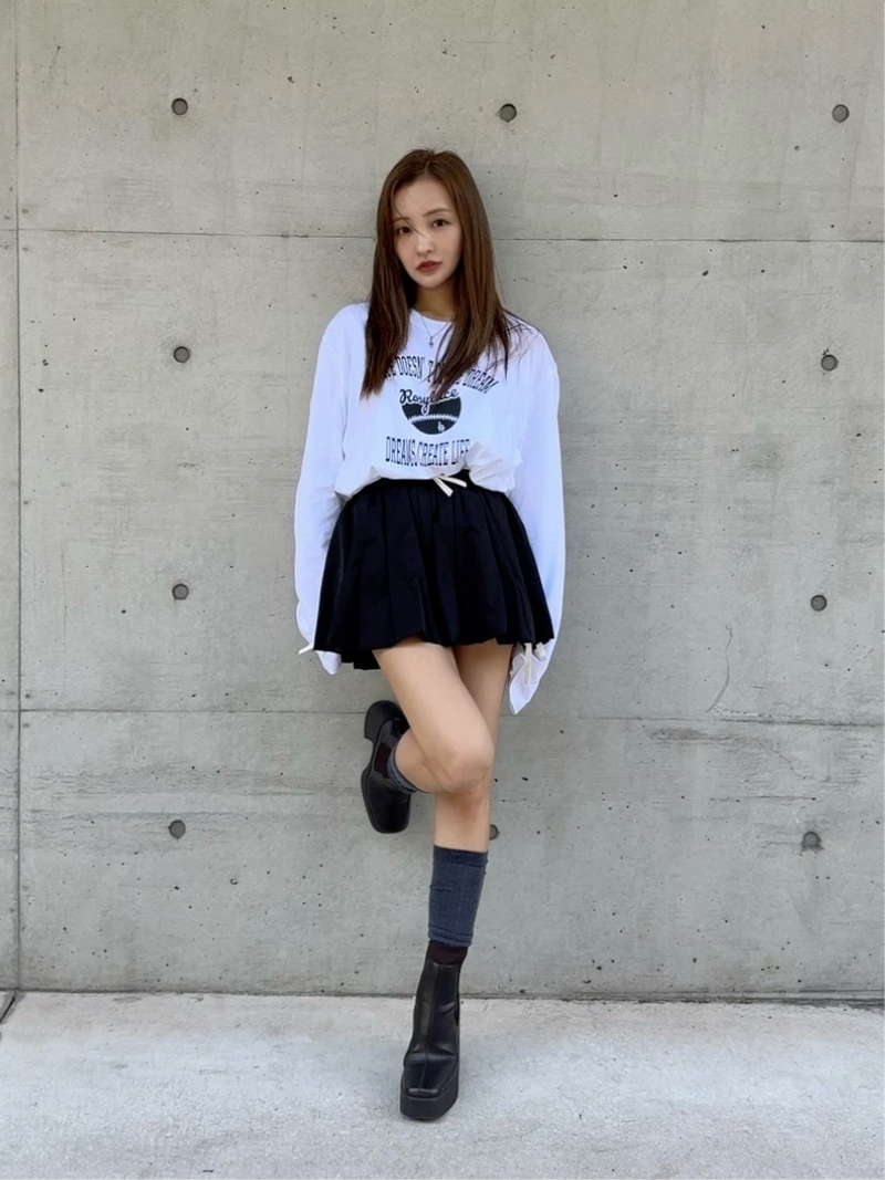 COLLEGE ROSY LONGTEE-WHITE