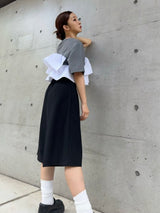 FRILL TEE - GRAY