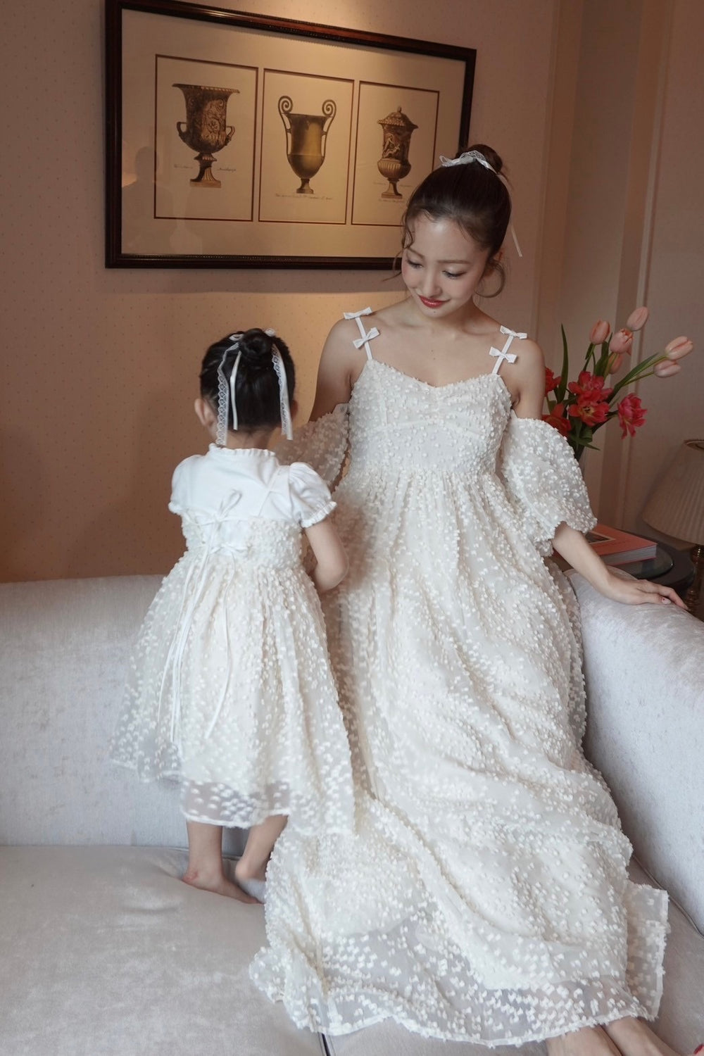 Baby Rosy luce / KIDS】Ribbon jacquard camisole dress