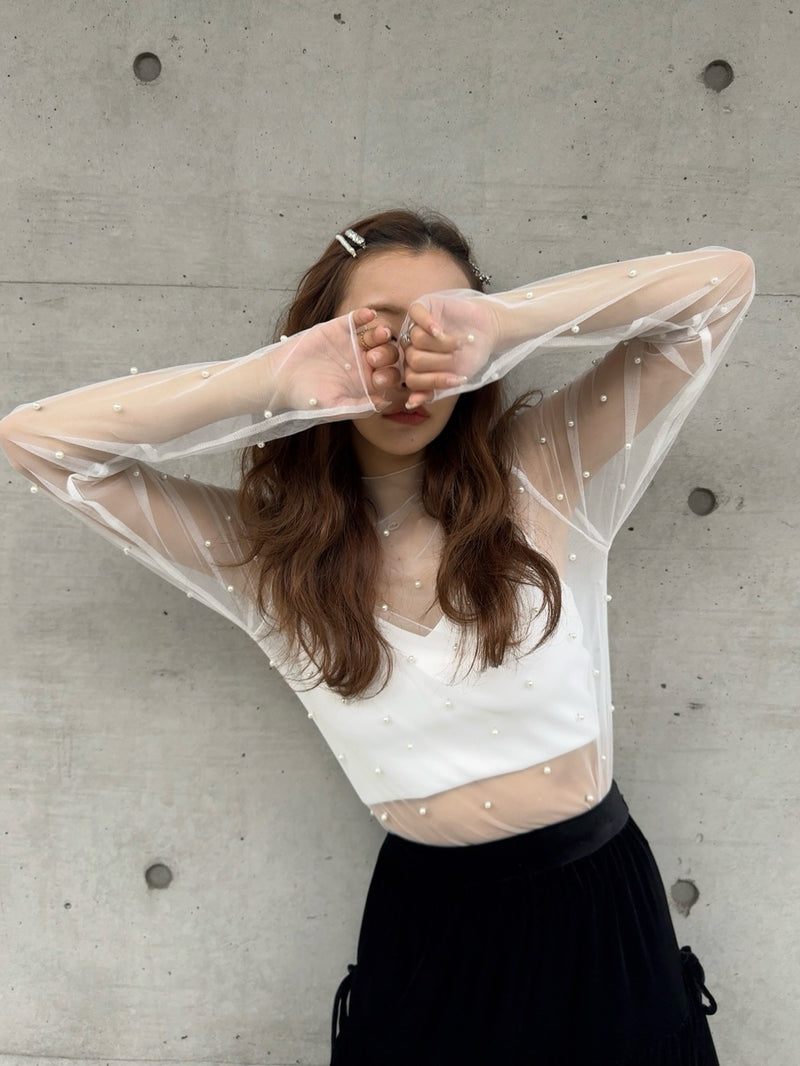 【予約販売】 PEARL SHEER TOPS - WHITE
