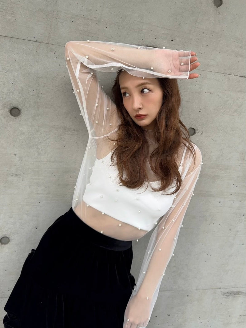 【予約販売】 PEARL SHEER TOPS - WHITE