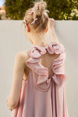BACK RIBON TWIST BLOUSE - PINK