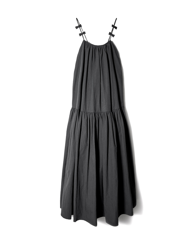 COTTON RIBBON CAMI DRESS - BLACK