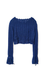 CROPPED KNIT CARDIGAN - NAVY
