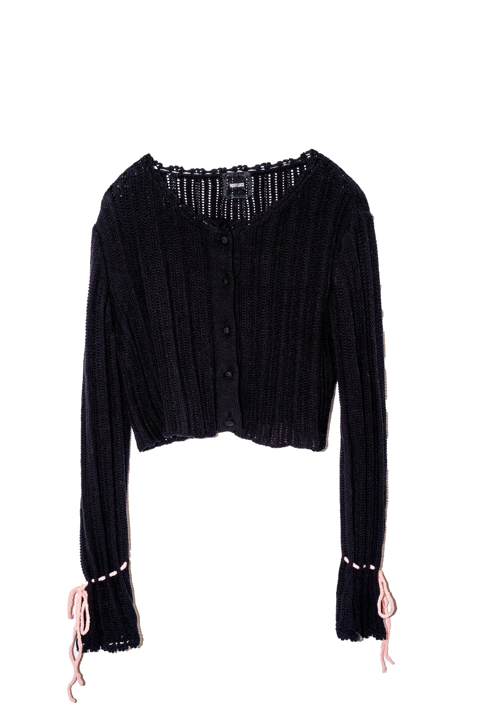 CROPPED KNIT CARDIGAN - BLACK – Rosy luce