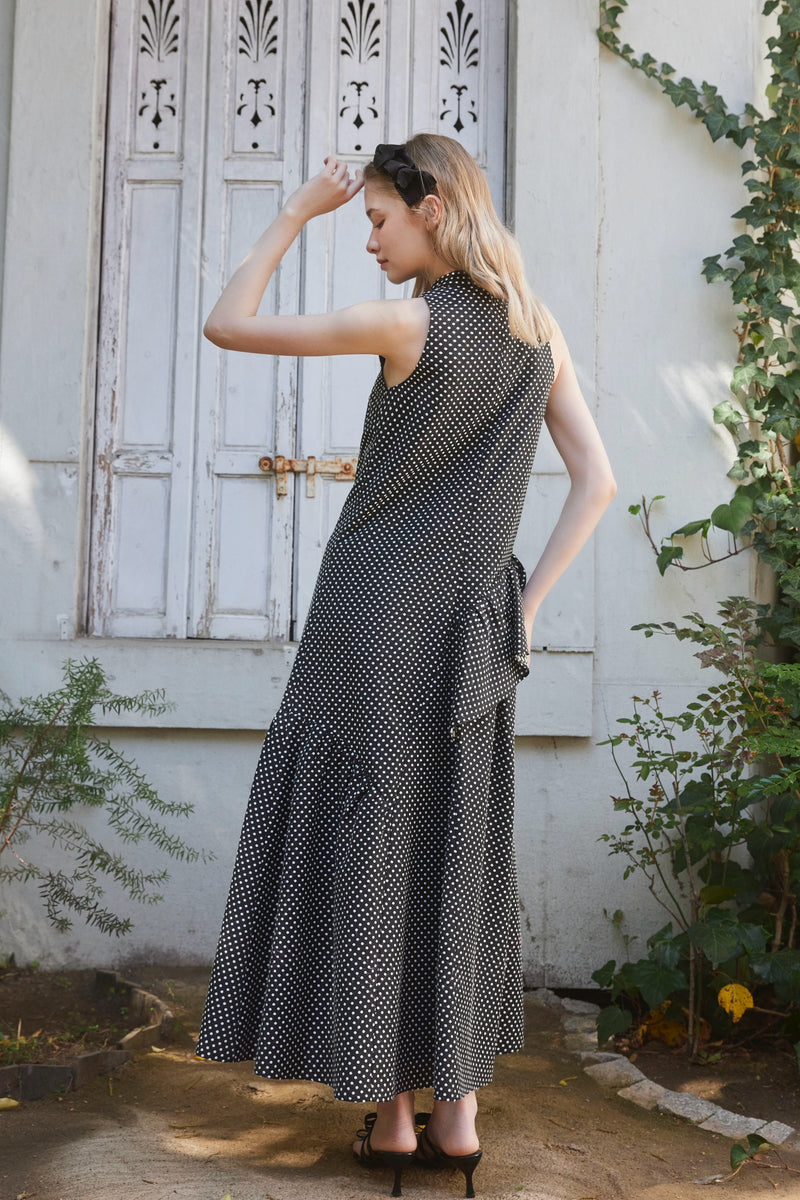 JAQUARED FRILL DRESS - DOT