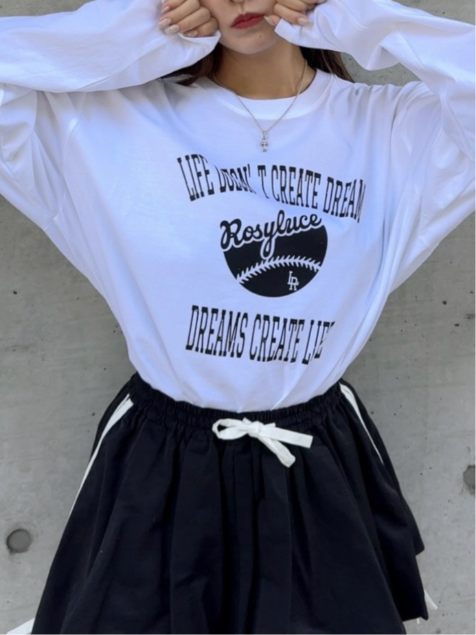 COLLEGE ROSY LONGTEE-WHITE