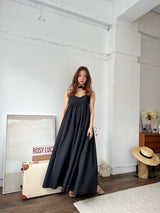Jacquard volume camisole dress - BLACK