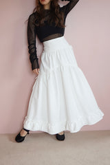 jacquard teard skirt - WHITE