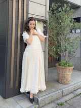VOLUME BACK OPEN  DRESS  - IVORY