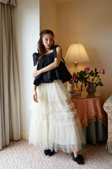Dot volume tulle skirt