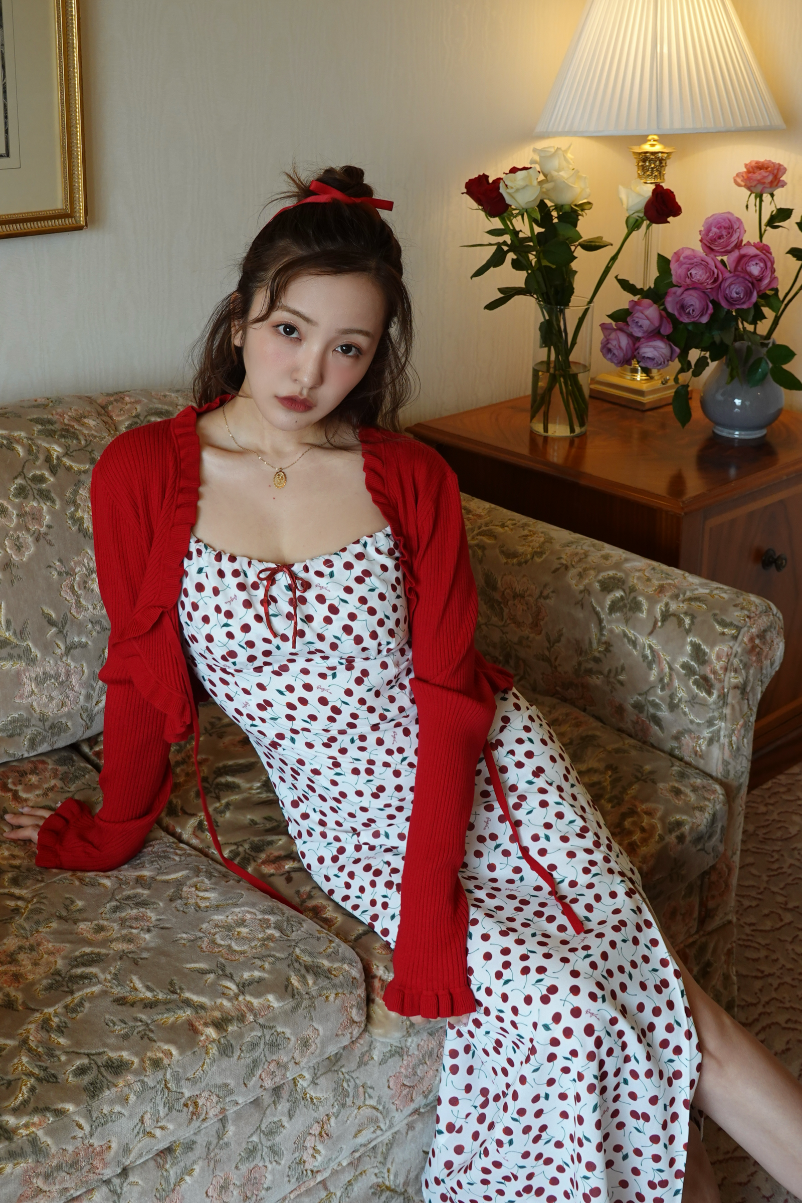 UVカット仕様】CROPPED FRILL CARDIGAN - RED – Rosy luce