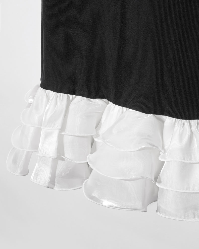 SWITCH FRILL DRESS - WHITE