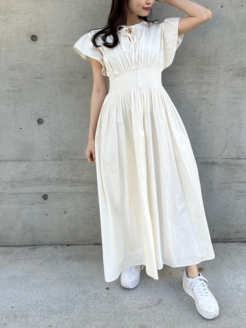 Gather Flare Cotton dress