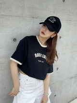 CROPPED ROSY TEE - BLACK