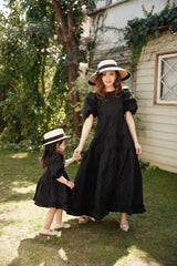 Rose Jacquard Dress - BLACK